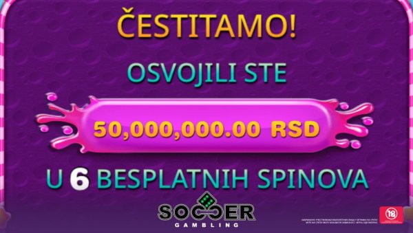 НАЈВЕЋА ИСПЛАТА У СРБИЈИ! СОЦЦЕРБЕТ исплатио 50.000.000 динара НАЈВЕЋА ИСПЛАТА У СРБИЈИ! СОЦЦЕРБЕТ исплатио 50.000.000 динара