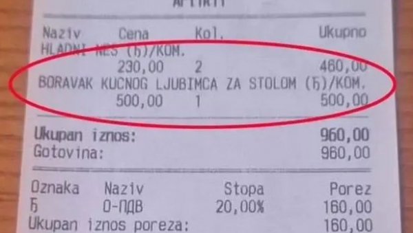 500 ДИНАРА ЗА КУЋНОГ ЉУБИМЦА ЗА СТОЛОМ: Прича добила епилог - невероватни детаљи 500 ДИНАРА ЗА КУЋНОГ ЉУБИМЦА ЗА СТОЛОМ: Прича добила епилог - невероватни детаљи