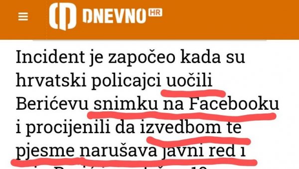 СТРАШНО ЛИЦЕМЕРЈЕ ХРВАТА: Због певања песме шаљу људе у затвор, а када неко блокира путеве и пруге, то им је у реду! СТРАШНО ЛИЦЕМЕРЈЕ ХРВАТА: Због певања песме шаљу људе у затвор, а када неко блокира путеве и пруге, то им је у реду!