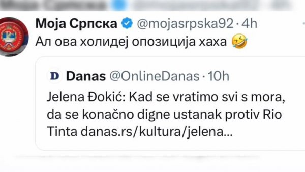 “КАД СЕ ВРАТИМО С МОРА, ДИЖЕМО УСТАНАК - ТО ЈЕ И КАРАЂОРЂЕ РЕКАО 1803. НА ПЛАЖИ У АНТАЛИЈИ”: Твитераши исмевају опозицију и њихов холидеј “КАД СЕ ВРАТИМО С МОРА, ДИЖЕМО УСТАНАК - ТО ЈЕ И КАРАЂОРЂЕ РЕКАО 1803. НА ПЛАЖИ У АНТАЛИЈИ”: Твитераши исмевају опозицију и њихов холидеј