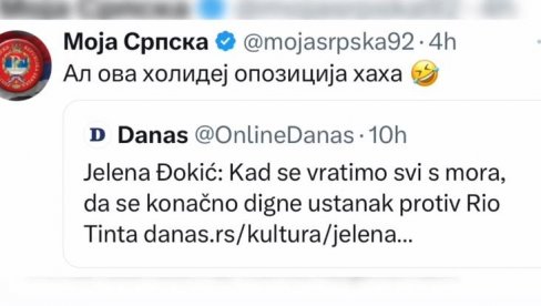 “KAD SE VRATIMO S MORA, DIŽEMO USTANAK - TO JE I KARAĐORĐE REKAO 1803. NA PLAŽI U ANTALIJI”: Tviteraši ismevaju opoziciju i njihov holidej “KAD SE VRATIMO S MORA, DIŽEMO USTANAK - TO JE I KARAĐORĐE REKAO 1803. NA PLAŽI U ANTALIJI”: Tviteraši ismevaju opoziciju i njihov holidej