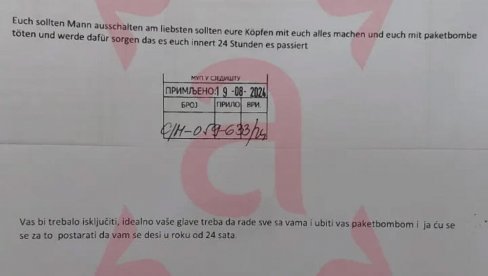 POBIĆU VAS BOMBOM, OBEZGLAVIĆU VAS: Terorističke pretnje na nemačkom upućene Vladi Srpske POBIĆU VAS BOMBOM, OBEZGLAVIĆU VAS: Terorističke pretnje na nemačkom upućene Vladi Srpske
