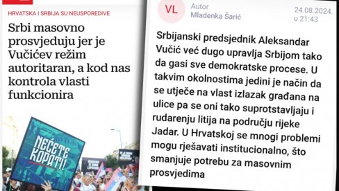 USTAŠE SVOM SNAGOM PODRŽAVAJU RUŠENJE VUČIĆA: Usudili se da Srbiji drže lekciju o demokratiji, a oni zabranili Srbe u Hrvatskoj USTAŠE SVOM SNAGOM PODRŽAVAJU RUŠENJE VUČIĆA: Usudili se da Srbiji drže lekciju o demokratiji, a oni zabranili Srbe u Hrvatskoj