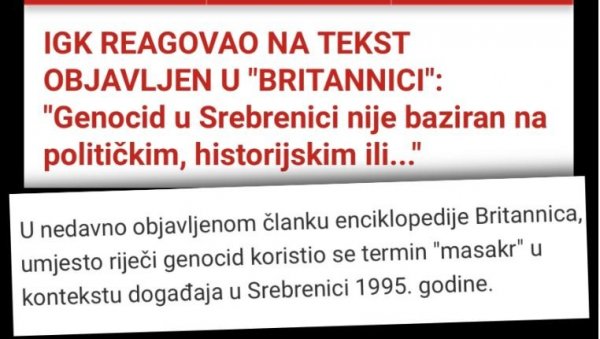 ИСЛАМИСТИ КОЈИ РУШЕ ВУЧИЋА ПОБЕСНЕЛИ Чувена енциклопедија Британика тврди: Сребреница није геноцид ИСЛАМИСТИ КОЈИ РУШЕ ВУЧИЋА ПОБЕСНЕЛИ Чувена енциклопедија Британика тврди: Сребреница није геноцид