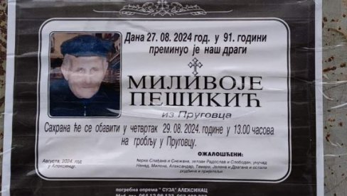 VEROVALO SE DA JE MILIVOJE (90) UMRO OD UJEDA SVINJE: Stigli rezultati obdukcije, smrt nastupila drugačije VEROVALO SE DA JE MILIVOJE (90) UMRO OD UJEDA SVINJE: Stigli rezultati obdukcije, smrt nastupila drugačije