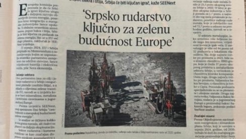 SRBIJA ĆE BITI KLJUČNI IGRAČ Hrvatski mediji: Srpsko rudarstvo ključno za zelenu budućnost Evrope (FOTO) SRBIJA ĆE BITI KLJUČNI IGRAČ Hrvatski mediji: Srpsko rudarstvo ključno za zelenu budućnost Evrope (FOTO)