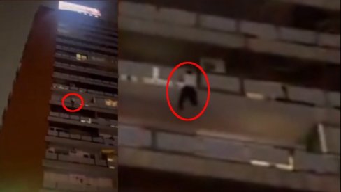 UZNEMIRUJUĆI SNIMAK: Visi sa ograde solitera na NBGD - ide sa terase na terasu! Zašto to? (VIDEO) UZNEMIRUJUĆI SNIMAK: Visi sa ograde solitera na NBGD - ide sa terase na terasu! Zašto to? (VIDEO)