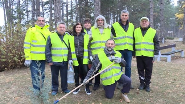 НОВЕ САДНИЦЕ ЦРНОГ БОРА И ЧЕМПРЕСА НА РУСKОМ ГРОБЉУ: Засадили их акцијаши и волонтери НОВЕ САДНИЦЕ ЦРНОГ БОРА И ЧЕМПРЕСА НА РУСKОМ ГРОБЉУ: Засадили их акцијаши и волонтери