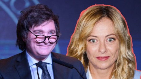 MELONIJEVOJ FIGURA SA TESTEROM: Što je lider Argentine to poklonio Đorđi? (FOTO) MELONIJEVOJ FIGURA SA TESTEROM: Što je lider Argentine to poklonio Đorđi? (FOTO)