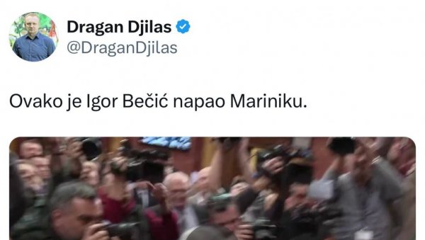 ЛАЖОВЧИНА ЂИЛАС ОПТУЖИО БЕЧИЋА ЗА НАПАД НА МАРИНИКУ: А он јој је отео флашу вина којом је поливала посланике СНС (ФОТО) ЛАЖОВЧИНА ЂИЛАС ОПТУЖИО БЕЧИЋА ЗА НАПАД НА МАРИНИКУ: А он јој је отео флашу вина којом је поливала посланике СНС (ФОТО)