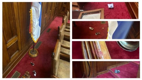NEMILE SCENE: Pogledajte kako je opozicija uništila Skupštinu (FOTO) NEMILE SCENE: Pogledajte kako je opozicija uništila Skupštinu (FOTO)