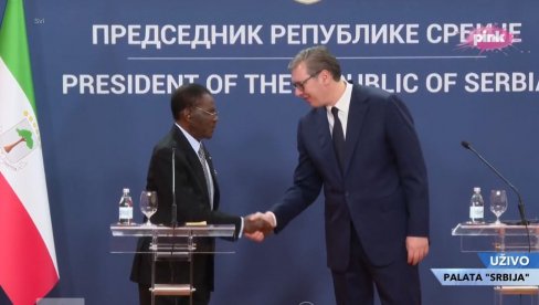 VUČIĆ SA MBASOGOM: Zahvalnost Ekvatorijalnoj Gvineji na podršci teritorijalnom integritetu Srbije (VIDEO) VUČIĆ SA MBASOGOM: Zahvalnost Ekvatorijalnoj Gvineji na podršci teritorijalnom integritetu Srbije (VIDEO)