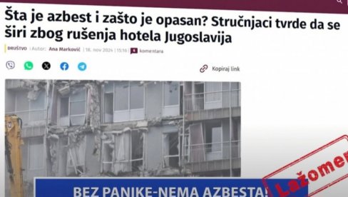 Lažomer: Bez panike-nema azbesta Lažomer: Bez panike-nema azbesta