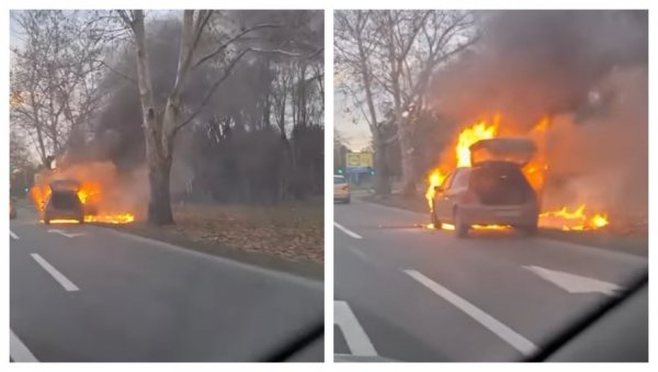 ИЗГОРЕО АУТОМОБИЛ: Пожар на батајничком путу (ВИДЕО) ИЗГОРЕО АУТОМОБИЛ: Пожар на батајничком путу (ВИДЕО)