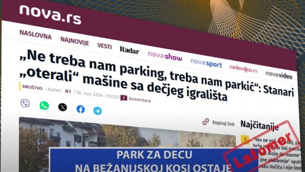 ИЗМИШЉЕНА ВЕСТ О РУШЕЊУ ПАРКА НА БЕЖАНИЈСКОЈ КОСИ: Паркић остаје, неће бити никаквог паркинга на том месту ИЗМИШЉЕНА ВЕСТ О РУШЕЊУ ПАРКА НА БЕЖАНИЈСКОЈ КОСИ: Паркић остаје, неће бити никаквог паркинга на том месту