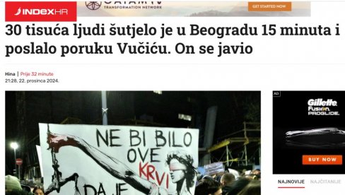 HRVATSKI MEDIJI O BROJU OKUPLJENIH NA PROTESTU OPOZICIJE: 30 tisuća ljudi šutjelo u Beogradu HRVATSKI MEDIJI O BROJU OKUPLJENIH NA PROTESTU OPOZICIJE: 30 tisuća ljudi šutjelo u Beogradu