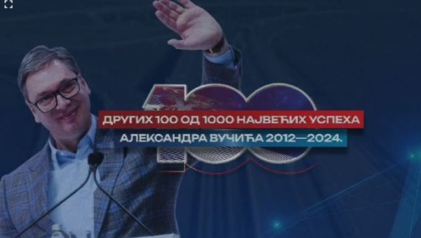 ПОГЛЕДАЈТЕ: Других 100 од 1000 највећих успеха Александра Вучића у периоду од 2012. до 2024. године (ВИДЕО) ПОГЛЕДАЈТЕ: Других 100 од 1000 највећих успеха Александра Вучића у периоду од 2012. до 2024. године (ВИДЕО)