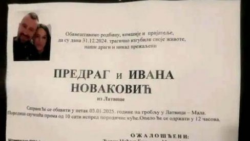 DVE DEVOJČICE OSTADOŠE BEZ OCA I MAJKE: Na ariljskom groblju u Latvici sahranjeni Ivane (37) i Predrag (40) Novaković DVE DEVOJČICE OSTADOŠE BEZ OCA I MAJKE: Na ariljskom groblju u Latvici sahranjeni Ivane (37) i Predrag (40) Novaković