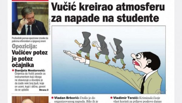 СТУДЕНТИ СЕ ПОТУКЛИ НА ПРАВНОМ, А ЛАЖУ ДА ИЗА СВЕГА СТОЈИ ВУЧИЋ: Дачић о срамној насловној страни Данаса СТУДЕНТИ СЕ ПОТУКЛИ НА ПРАВНОМ, А ЛАЖУ ДА ИЗА СВЕГА СТОЈИ ВУЧИЋ: Дачић о срамној насловној страни Данаса