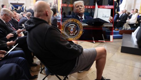 СВИМА ПРИВУКАО ПАЖЊУ: Трампова свечана инаугурација - он дошао у дуксу, шортсу и патикама СВИМА ПРИВУКАО ПАЖЊУ: Трампова свечана инаугурација - он дошао у дуксу, шортсу и патикама