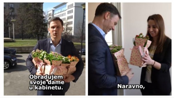 ЖЕНЕ СУ СТУБ НАШЕГ ДРУШТВА Министар Мали поклонио сарадницама цвеће поводом Дана жена (ВИДЕО) ЖЕНЕ СУ СТУБ НАШЕГ ДРУШТВА Министар Мали поклонио сарадницама цвеће поводом Дана жена (ВИДЕО)