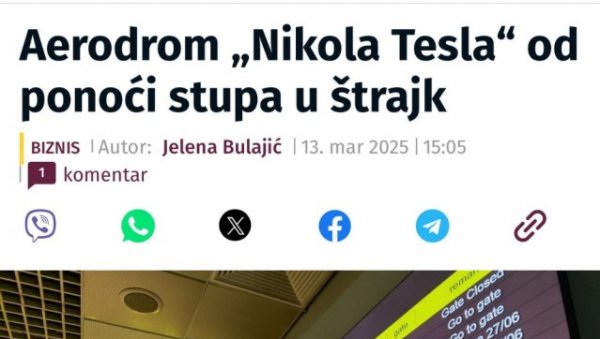 ЏАБА ШОЛАКОВА КАМПАЊА РУШЕЊА ДРЖАВЕ:Аеродром Никола Тесла ради као сат! ЏАБА ШОЛАКОВА КАМПАЊА РУШЕЊА ДРЖАВЕ:Аеродром Никола Тесла ради као сат!