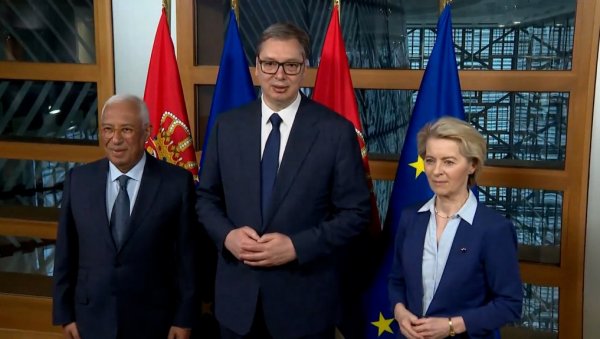 ВАЖАН САСТАНАК СА ВУЧИЋЕМ Фон дер Лајен и Кошта: Будућност Србије је у ЕУ ВАЖАН САСТАНАК СА ВУЧИЋЕМ Фон дер Лајен и Кошта: Будућност Србије је у ЕУ