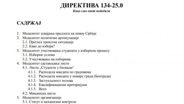 ДИРЕКТИВА 134-25.0: Блокадери се увелико спремају за изборе ДИРЕКТИВА 134-25.0: Блокадери се увелико спремају за изборе