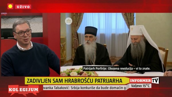 СПЦ ЋЕ УСПЕТИ ДА ОДУПРЕ Вучић: Патријарх Порфирије и владика Иринеј одлично разумеју шта је држава СПЦ ЋЕ УСПЕТИ ДА ОДУПРЕ Вучић: Патријарх Порфирије и владика Иринеј одлично разумеју шта је држава