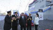 NOVI RATNI BROD SEVERNE KOREJE: Kim DŽong Un prisustvovao ceremoniji porinuća novog razarača deplasmana 5000 tona (FOTO/VIDEO)