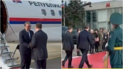 CRVENI TEPIH I POČASNA GARDA ZA VUČIĆA! Ruska televizija uživo prenosila doček srpskog predsednika na aerodromu u Moskvi (VIDEO) CRVENI TEPIH I POČASNA GARDA ZA VUČIĆA! Ruska televizija uživo prenosila doček srpskog predsednika na aerodromu u Moskvi (VIDEO)