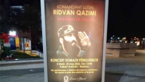 SKANDAL NA JUGU SRBIJE: Osvanuo plakat koji veliča šiptarskog teroristu, ubrzo je sklonjen (VIDEO)