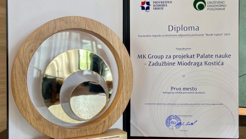 ЗАДУЖБИНА МИОДРАГА КОСТИЋА: Палата науке освојила националну награду „Ђорђе Вајферт” ЗАДУЖБИНА МИОДРАГА КОСТИЋА: Палата науке освојила националну награду „Ђорђе Вајферт”