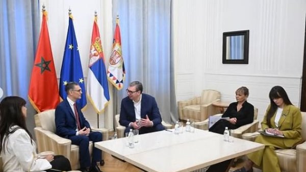 ВУЧИЋ ПРИМИО У ОПРОШТАЈНУ ПОСЕТУ АМБАСАДОРА БЕЛХАЖА: Краљевина Мароко доследно показивала поштовање према територијалном интегритету Србије ВУЧИЋ ПРИМИО У ОПРОШТАЈНУ ПОСЕТУ АМБАСАДОРА БЕЛХАЖА: Краљевина Мароко доследно показивала поштовање према територијалном интегритету Србије