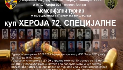 HUMANITARNI MEMORIJALNI TURNIR: Na strelištu u Kaću program u znak sećanja na poginule pripadnike 72. specijalne brigade HUMANITARNI MEMORIJALNI TURNIR: Na strelištu u Kaću program u znak sećanja na poginule pripadnike 72. specijalne brigade
