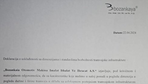 OGLASIO SE POTPREDSEDNIK VELIKE TURSKE KOMPANIJE O BEOGRADSKIM TRAMVAJIMA Pod punom krivičnom i materijalnom odgovornošću...