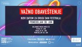 BELGRADE MUSIC WEEK 25: VAŽNO OBAVEŠTENJE: Izmena datuma drugog festivalskog dana – Novi termin: ponedeljak 30. jun