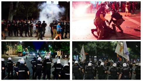 OVAKO JE IZGLEDALO SINOĆ JEZIVO NASILJE BLOKADERA: Bacali su kamenice i flaše, udarali štanglama policiju...(FOTO/VIDEO) OVAKO JE IZGLEDALO SINOĆ JEZIVO NASILJE BLOKADERA: Bacali su kamenice i flaše, udarali štanglama policiju...(FOTO/VIDEO)