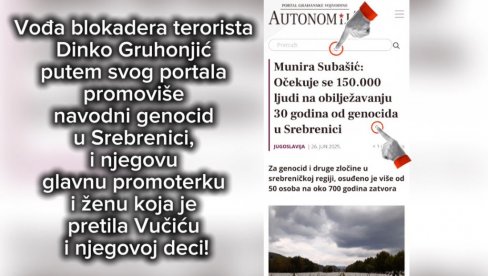 BLOKADER GRUHONJIĆ NA ZADATKU: Udružio snage sa glavnom promoterkom izmišljenog genocida koja je pretila Vučiću i njegovoj deci (VIDEO)