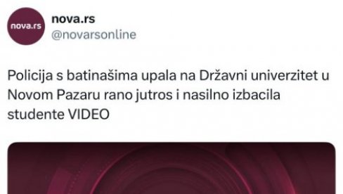 НОВА ЛАЖ ОПОЗИЦИОНИХ МЕДИЈА: Нова С сеназционализмом пали Нови Пазар, Санџак и Рашку област!