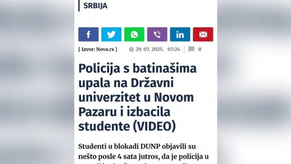 НОВА С НИЈЕ ЈЕДИНА: На делу општа кампања антисрпских медија и блокадера који желе да изазову сукобе у Рашкој (ВИДЕО) НОВА С НИЈЕ ЈЕДИНА: На делу општа кампања антисрпских медија и блокадера који желе да изазову сукобе у Рашкој (ВИДЕО)