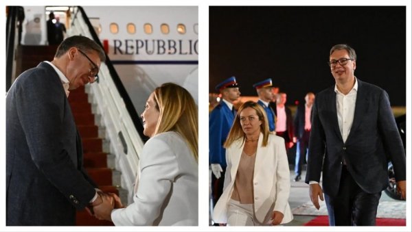 ПОСЕТА У ДУХУ ИСКРЕНОГ ПАРТНЕРСТВА: Након отворених и пријатељских разговора, Вучић испратио Ђорђу Мелони ПОСЕТА У ДУХУ ИСКРЕНОГ ПАРТНЕРСТВА: Након отворених и пријатељских разговора, Вучић испратио Ђорђу Мелони