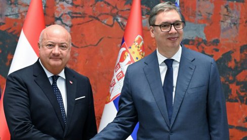ВУЧИЋ СА ШТОКЕРОМ: Састанак председника и канцелара Аустрије у Палати Србија (ВИДЕО)