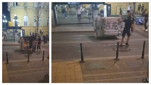 BLOKADERI UNIŠTAVAJU BEOGRAD: Prevrću kontejnere (VIDEO) BLOKADERI UNIŠTAVAJU BEOGRAD: Prevrću kontejnere (VIDEO)