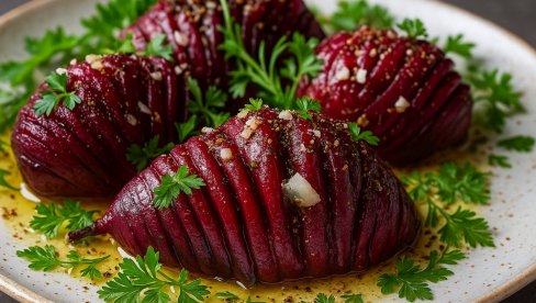 PEČENA CVEKLA SA BELIM LUKOM: Recept za aromatičnu salatu.