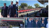 ВУЧИЋ ДАО ЗНАК ДА ПОЧНЕ ВЕЛИЧАНСТВЕНА ВОЈНА ПАРАДА СНАГА ЈЕДИНСТВА: Дефилују ешалони јединица, развијена српска тробојка од 300 метара
