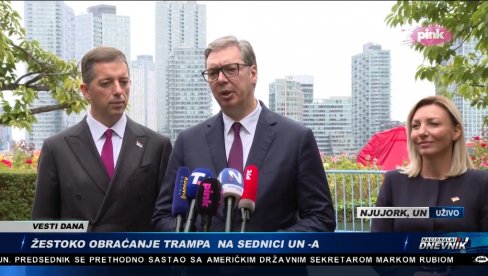 OBRAĆANJE IZ NJUJORKA: Vučić razgovara sa novinarima posle govora u UN