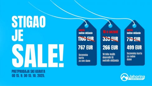STIGAO JE SALE: Na Jahorini počela pretprodaja ski-karata uz velike popuste STIGAO JE SALE: Na Jahorini počela pretprodaja ski-karata uz velike popuste