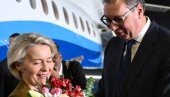 VUČIĆ SVEČANO DOČEKAO URSULU FON DER LAJEN: Cveće za predsednicu Evropske komisije
