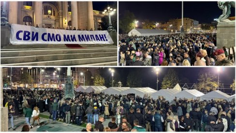 NAROD U ĆACILENDU ČEKA VUČIĆA: Veliki broj građana okupio se ispred Skupštine posle terirističkog akta (FOTO)